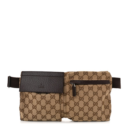 Gucci GG Monogram Double Pocket Belt Bag Dark Brown 1 of 9