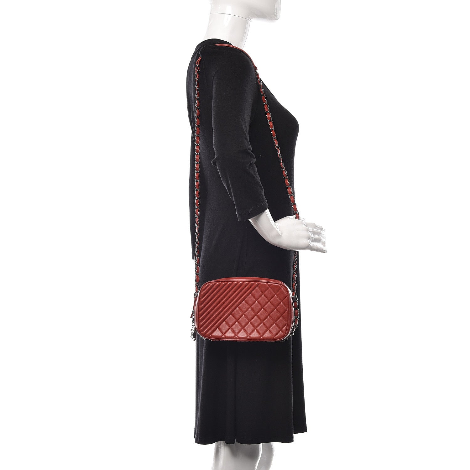 Chanel Lambskin Quilted Small Coco Boy Camera Case Red 2 of 11