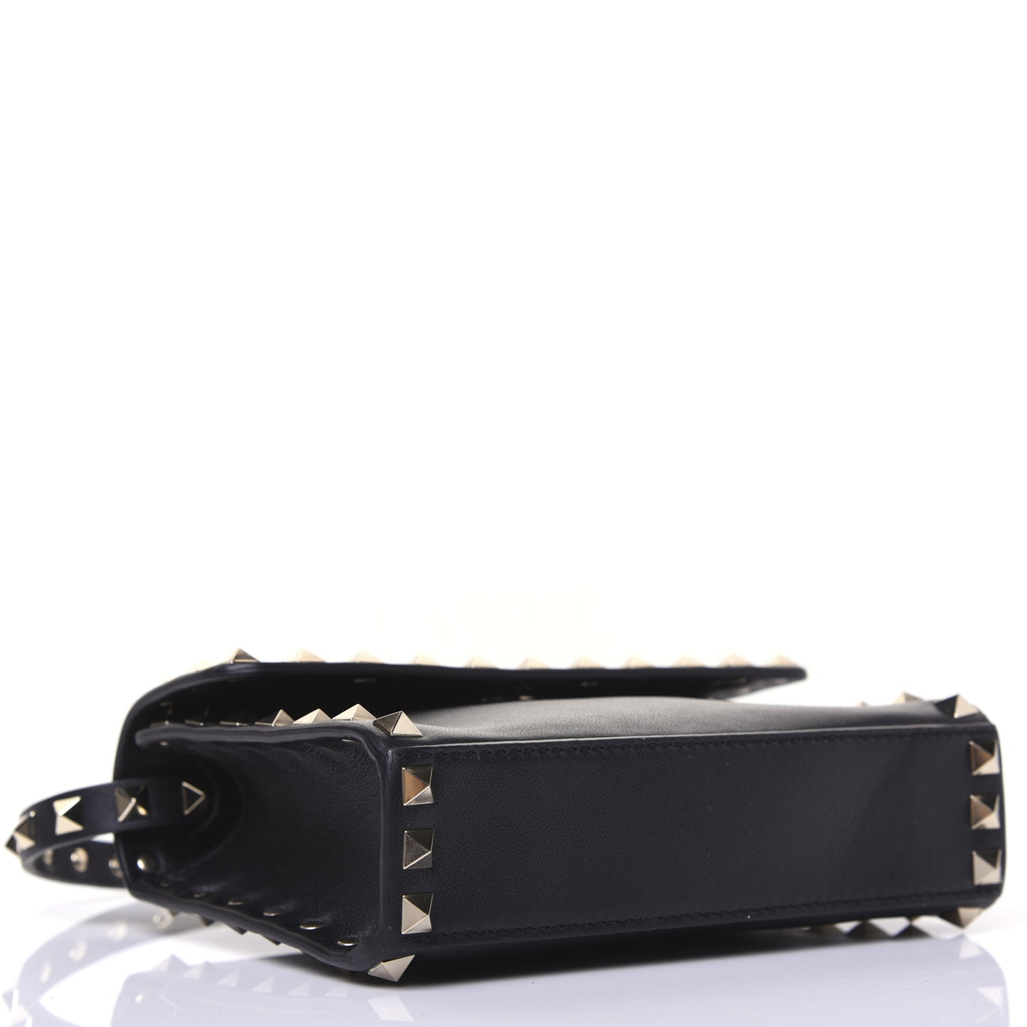 Vitello Rockstud Flap Crossbody Bag Black