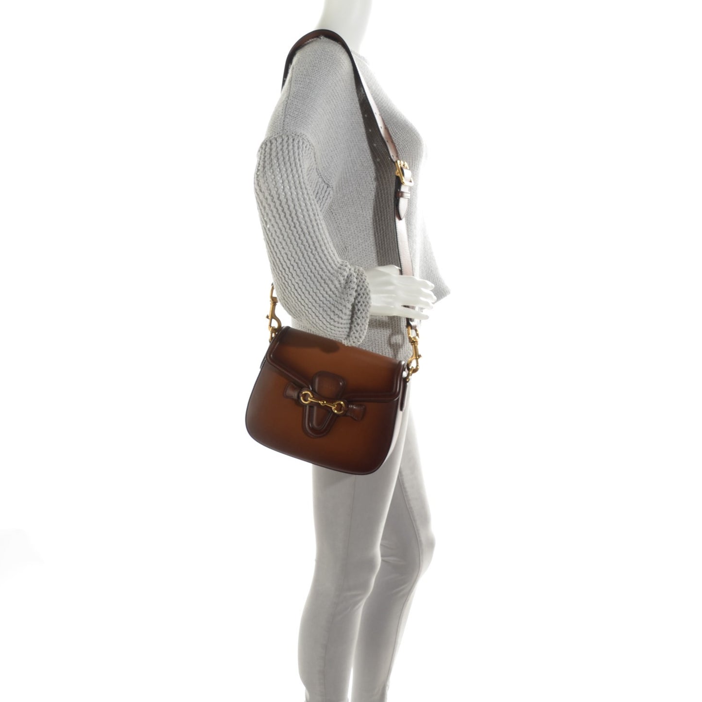 Calfskin Medium Lady Web Shoulder Bag Cuir