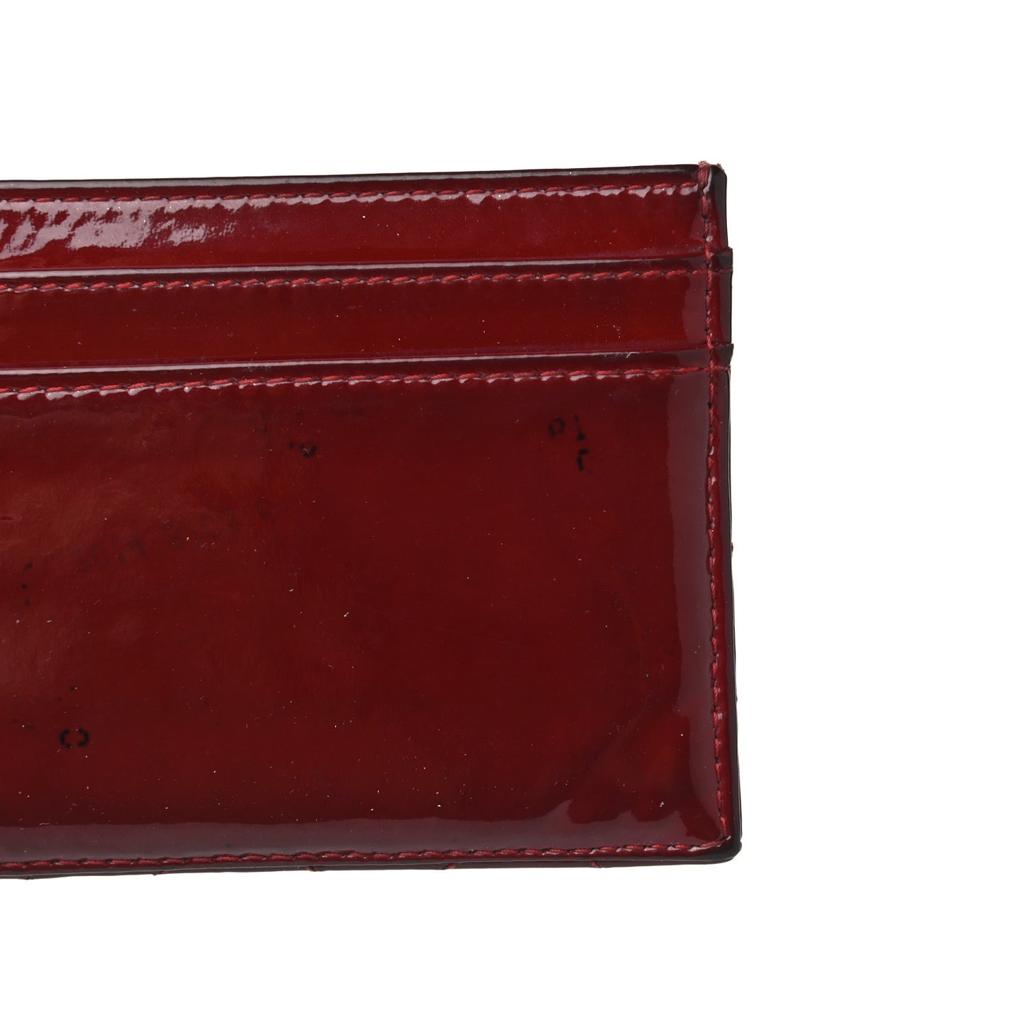 Patent Quilted Brilliant Card Holder Red