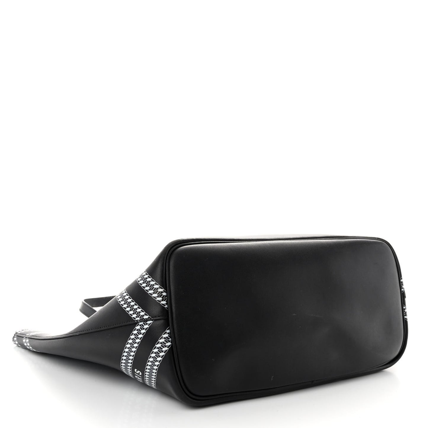 Smooth Calfskin Logo Chain Wing Shopper Tote Black White