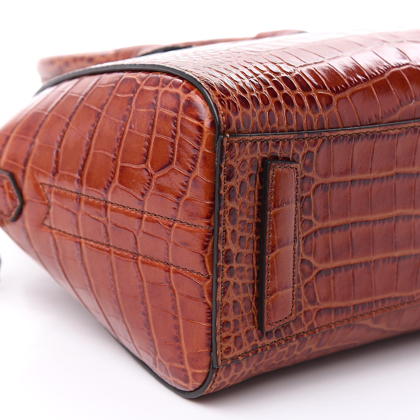 Calfskin Crocodile Embossed Mini Antigona Cognac