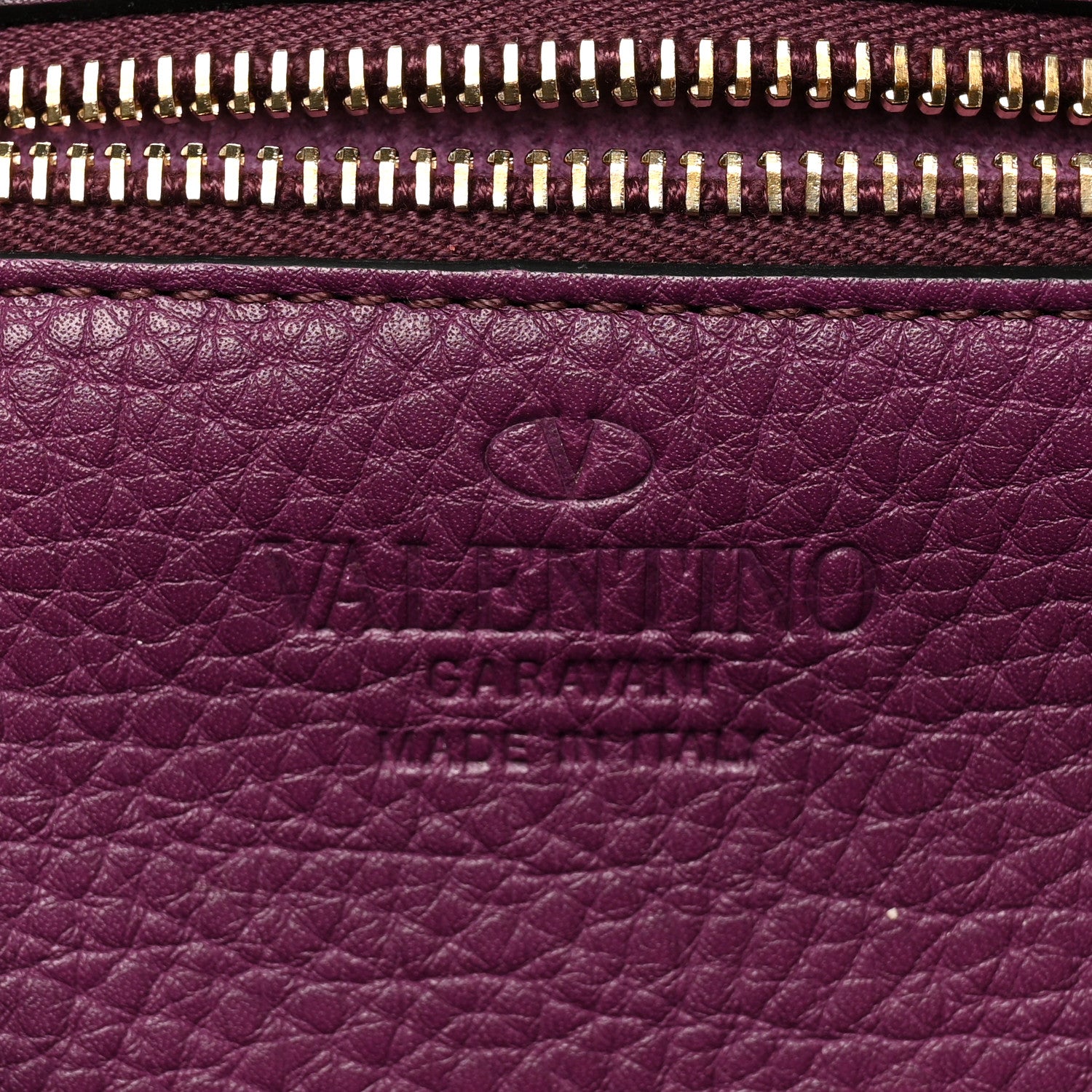 Valentino Garavani Pebbled Calfskin Small Rockstud Tote Grape 6 of 8