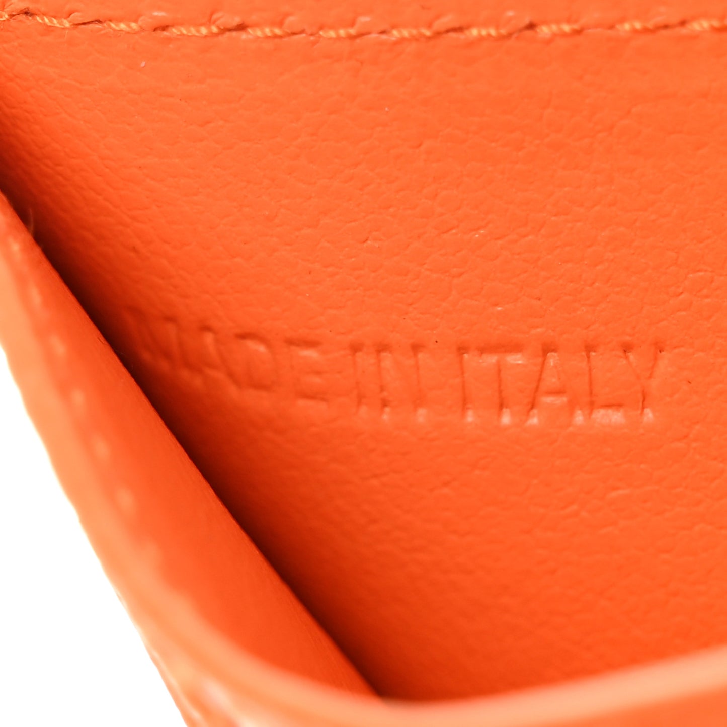 Grained Calfskin Logo Cash Card Holder Pop Orange Black