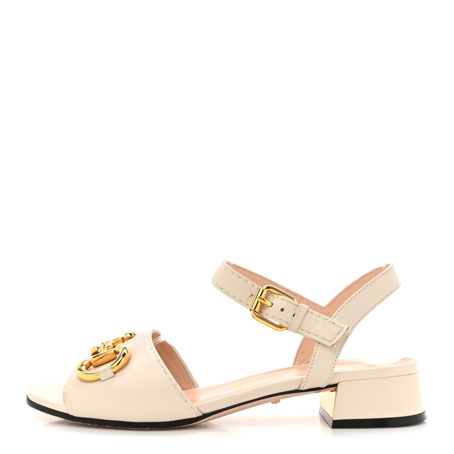 Nappa Charlotte Horsebit Block Heel 45mm Sandals 37 Mystic White