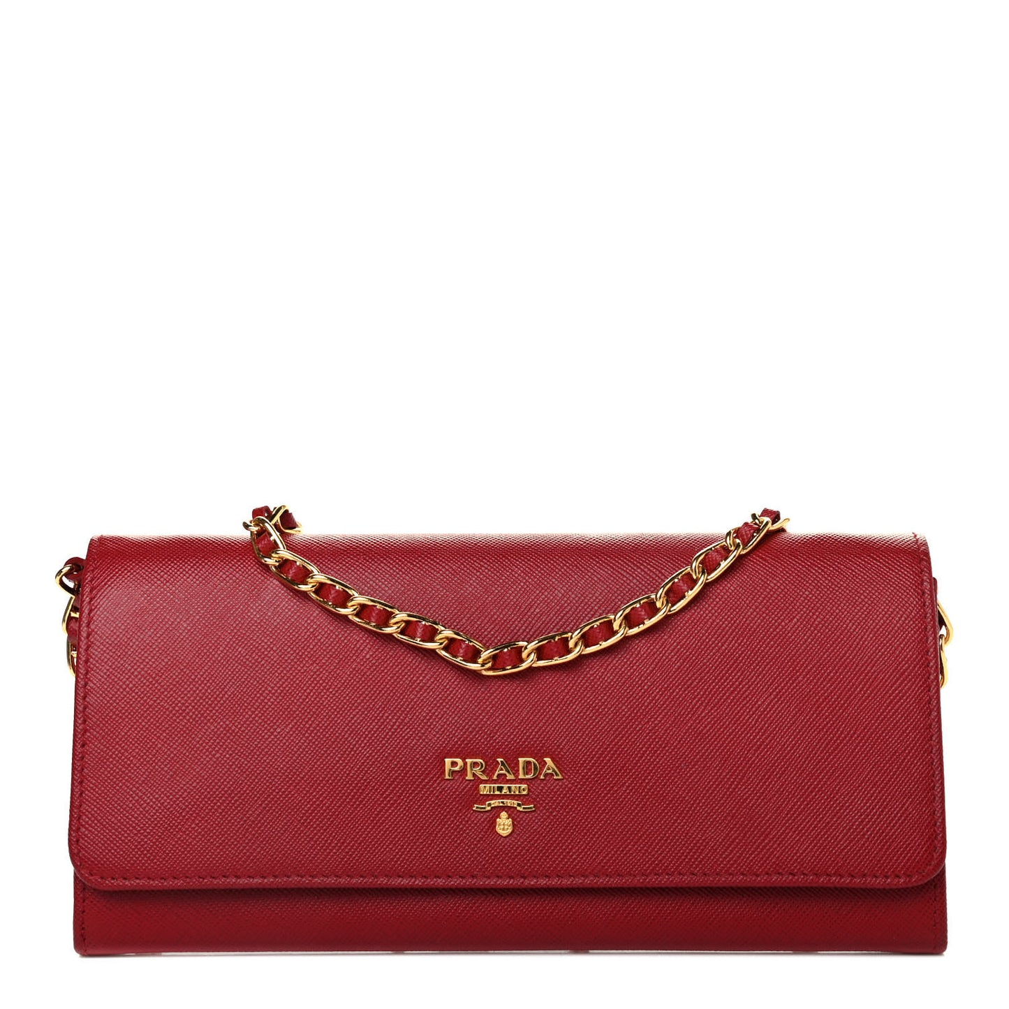 Saffiano Metal Oro Chain Wallet Fuoco
