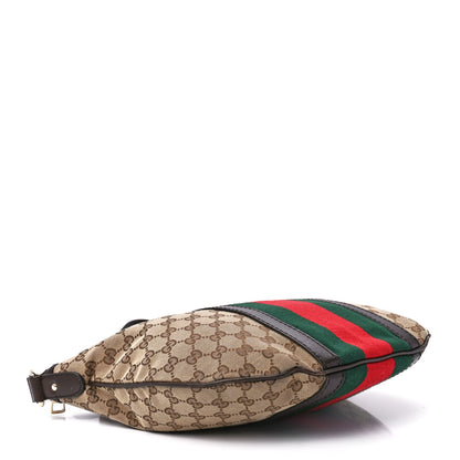 Gucci Monogram Vintage Web Medium Half Moon Hobo Dark Brown 4 of 16