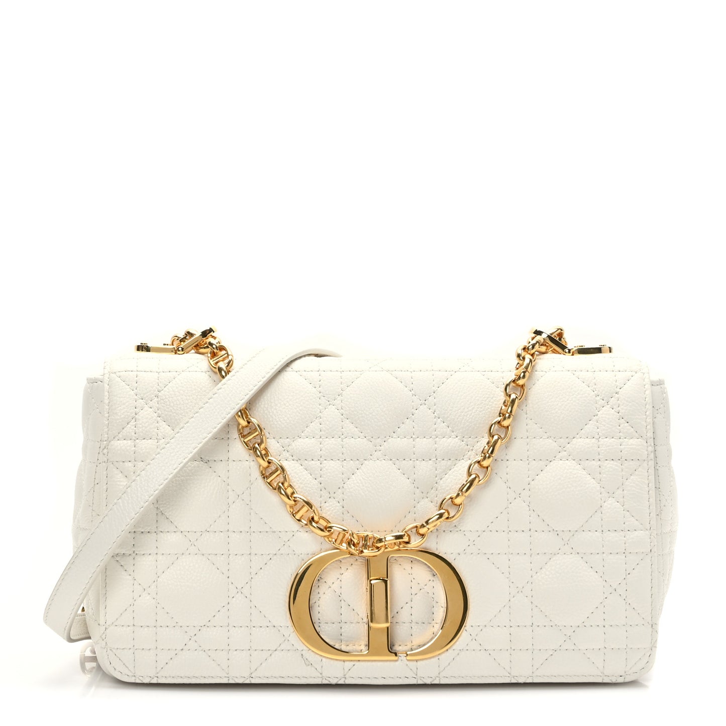 Supple Calfskin Cannage Medium Caro Bag Ivory