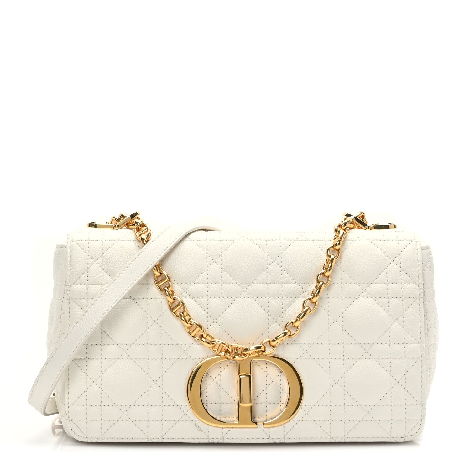 Christian Dior Supple Calfskin Cannage Medium Caro Bag Ivory 1 of 9