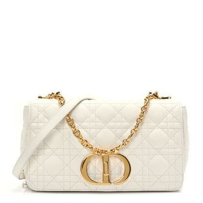 Christian Dior Supple Calfskin Cannage Medium Caro Bag Ivory 1 of 9