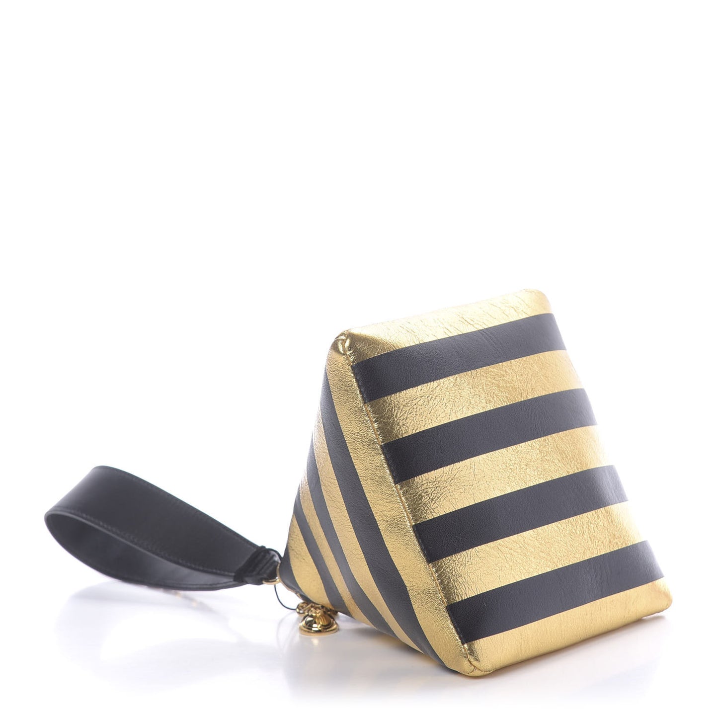 Metallic Lambskin CC Kheops Pyramid Bag Gold Black