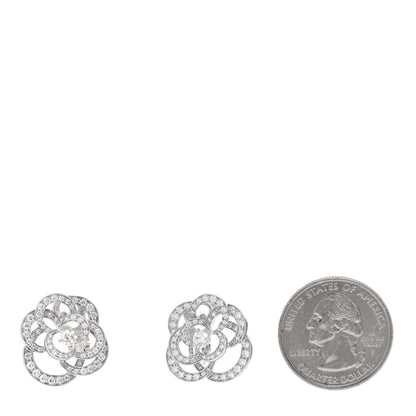 Chanel 18K White Gold Diamond Fil de Camelia Earrings 2 of 5
