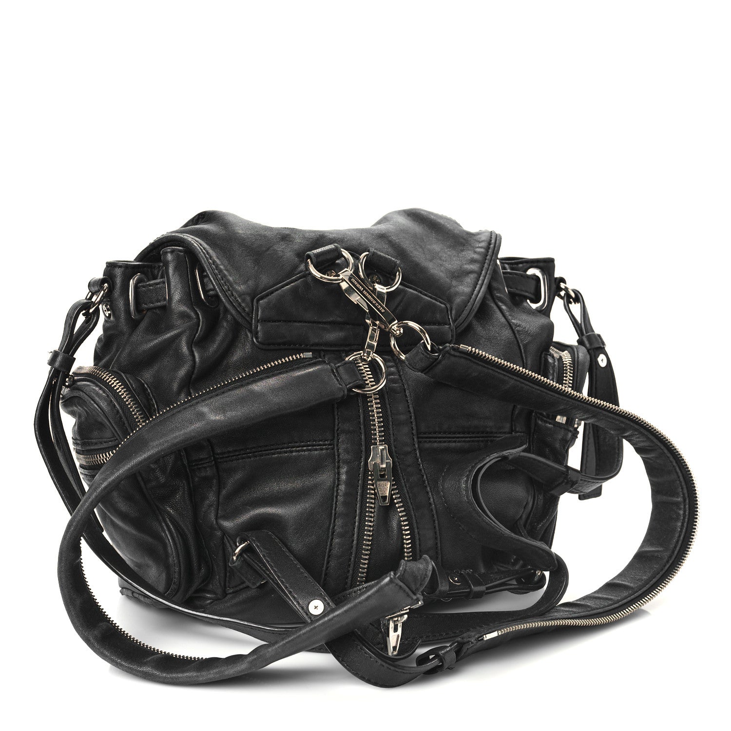 Alexander Wang Lambskin Marti Backpack Bag Washed Black Rhodium Hardware 3 of 13