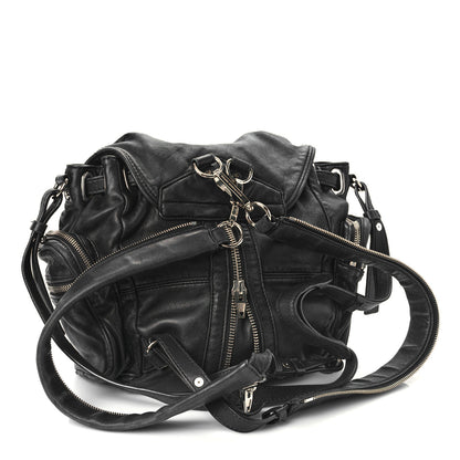 Alexander Wang Lambskin Marti Backpack Bag Washed Black Rhodium Hardware 3 of 13
