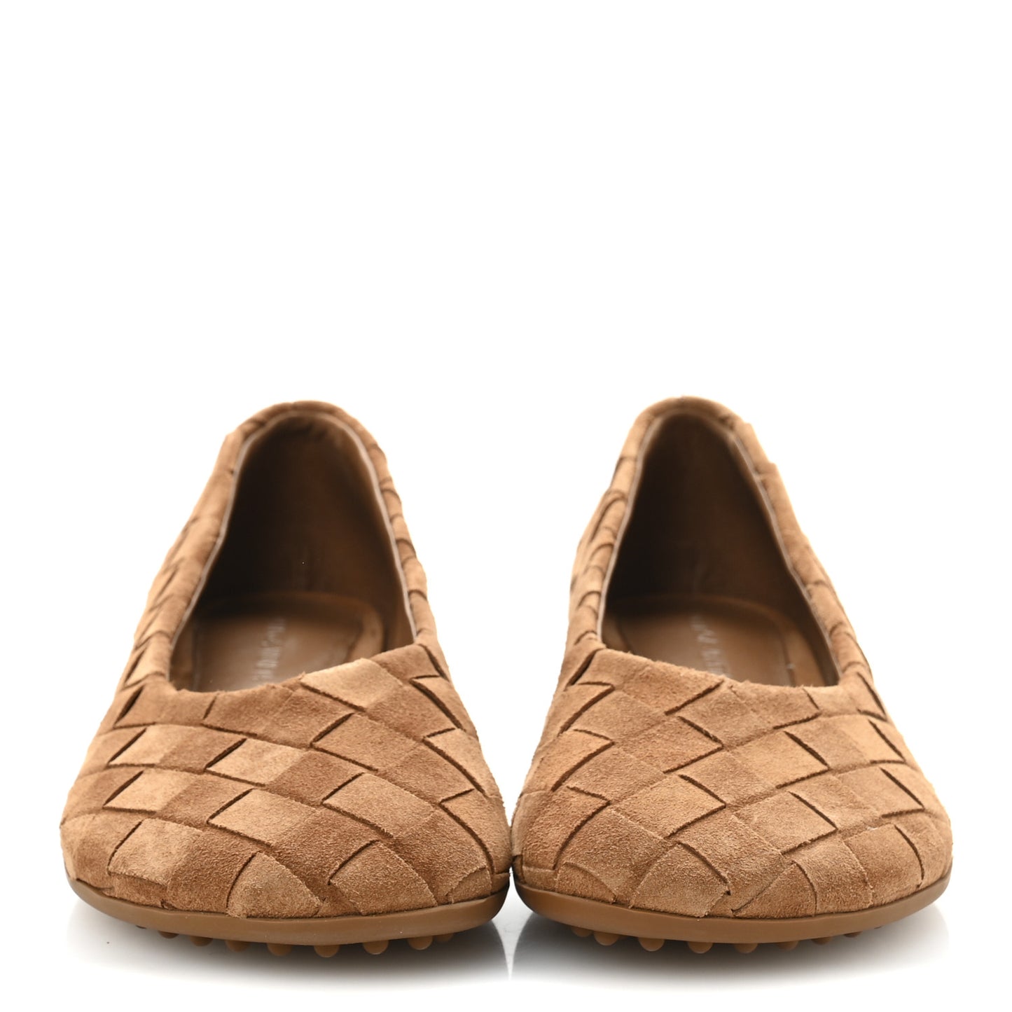 Suede Intrecciato Ballet Flats 36 Caramel