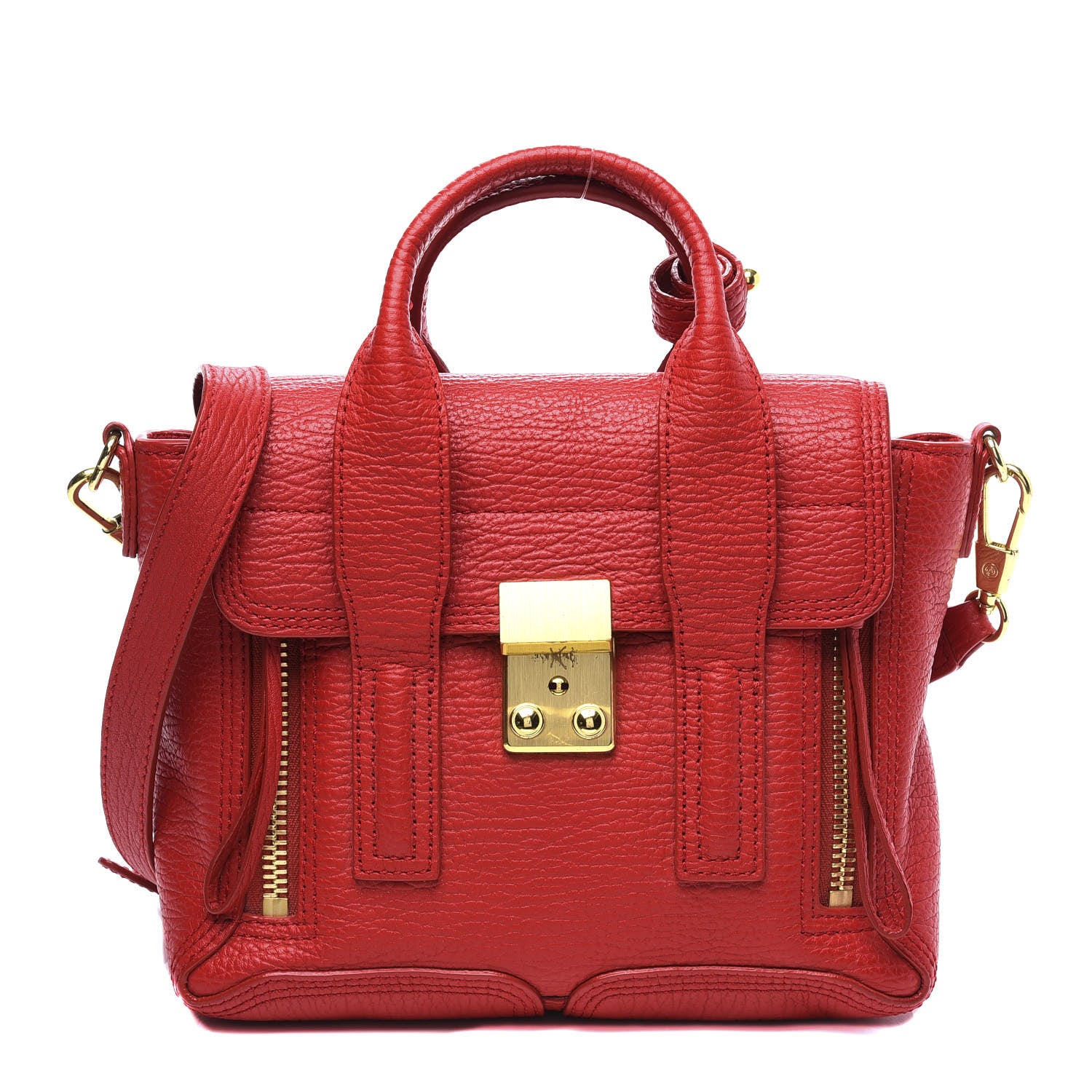 3.1 Phillip Lim 3.1 Textured Calfskin Mini Pashli Satchel Red 1 of 11