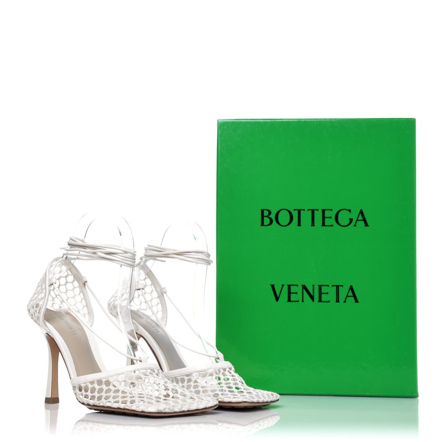 Mesh Nappa Stretch Ankle Tie Sandals 38 White