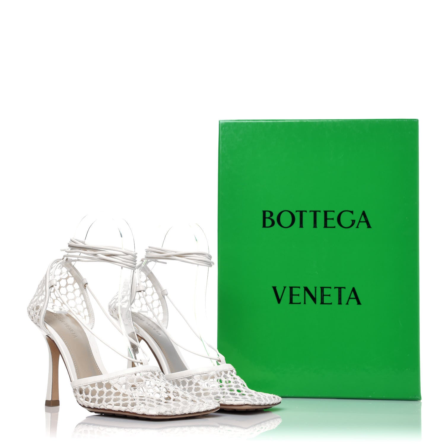 Bottega Veneta Mesh Nappa Stretch Ankle Tie Sandals 38 White 15 of 16
