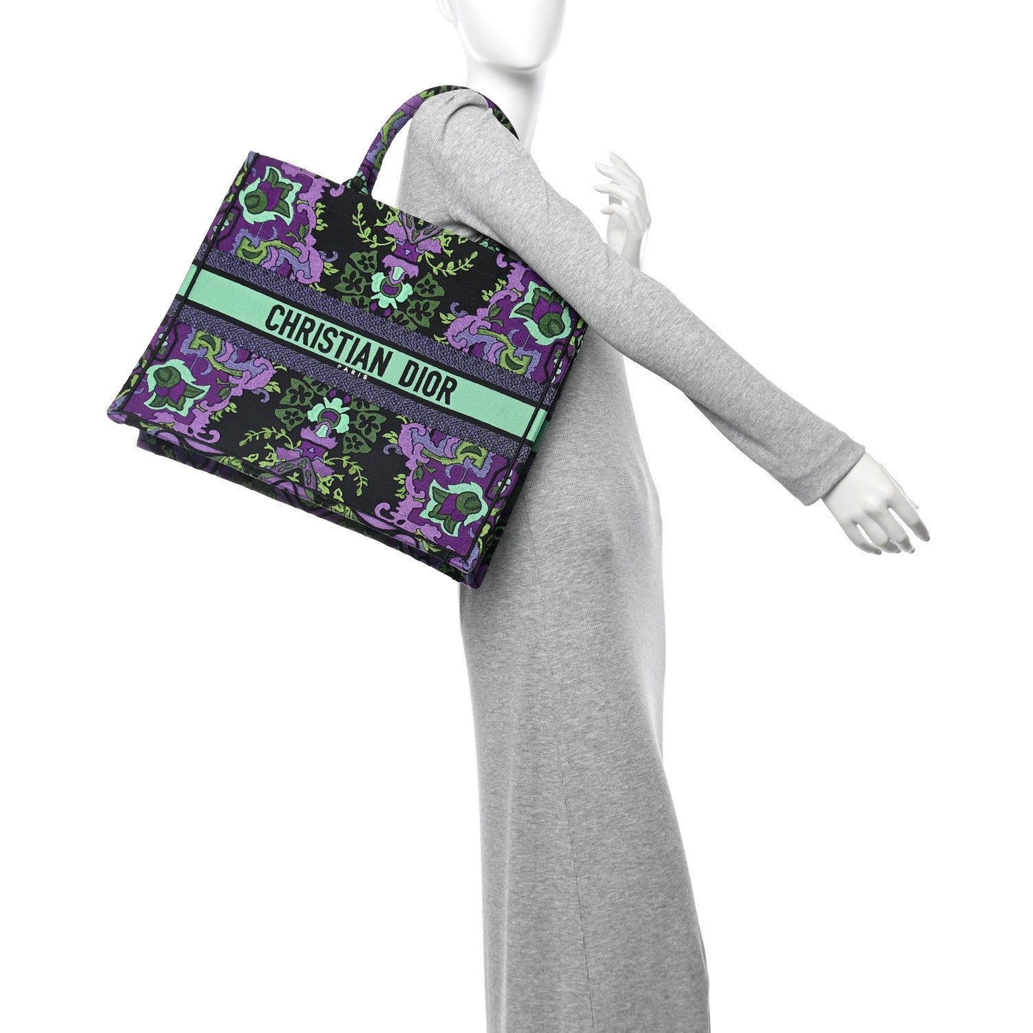 Christian Dior Canvas Embroidered Large Indian Purple Book Tote Multicolor 2 of 11