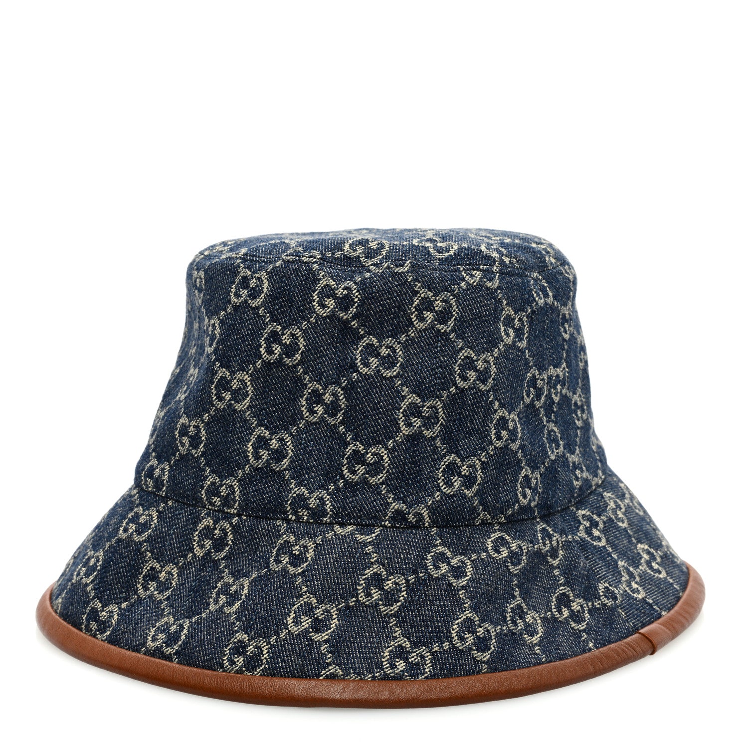 Gucci Washed Jacquard Denim Nappa GG Monogram Oscar Bucket Hat L Denim Cuir 1 of 8