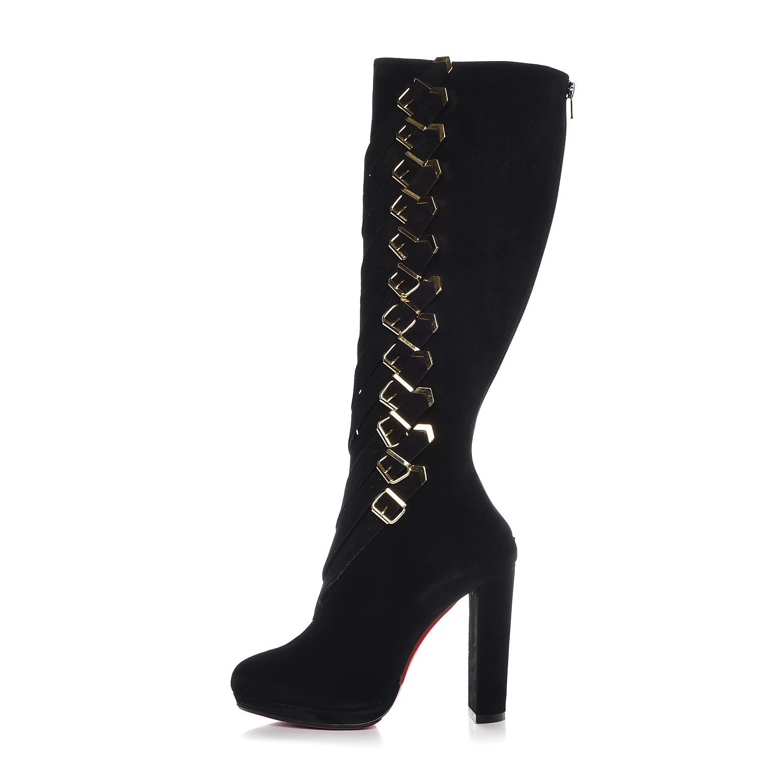 Christian Louboutin Suede Lady Troop 120 Tall Boots 39 Black 1 of 9