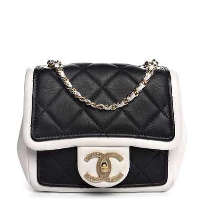 Chanel Calfskin Quilted Graphic Mini Flap Bag Black White 1 of 11