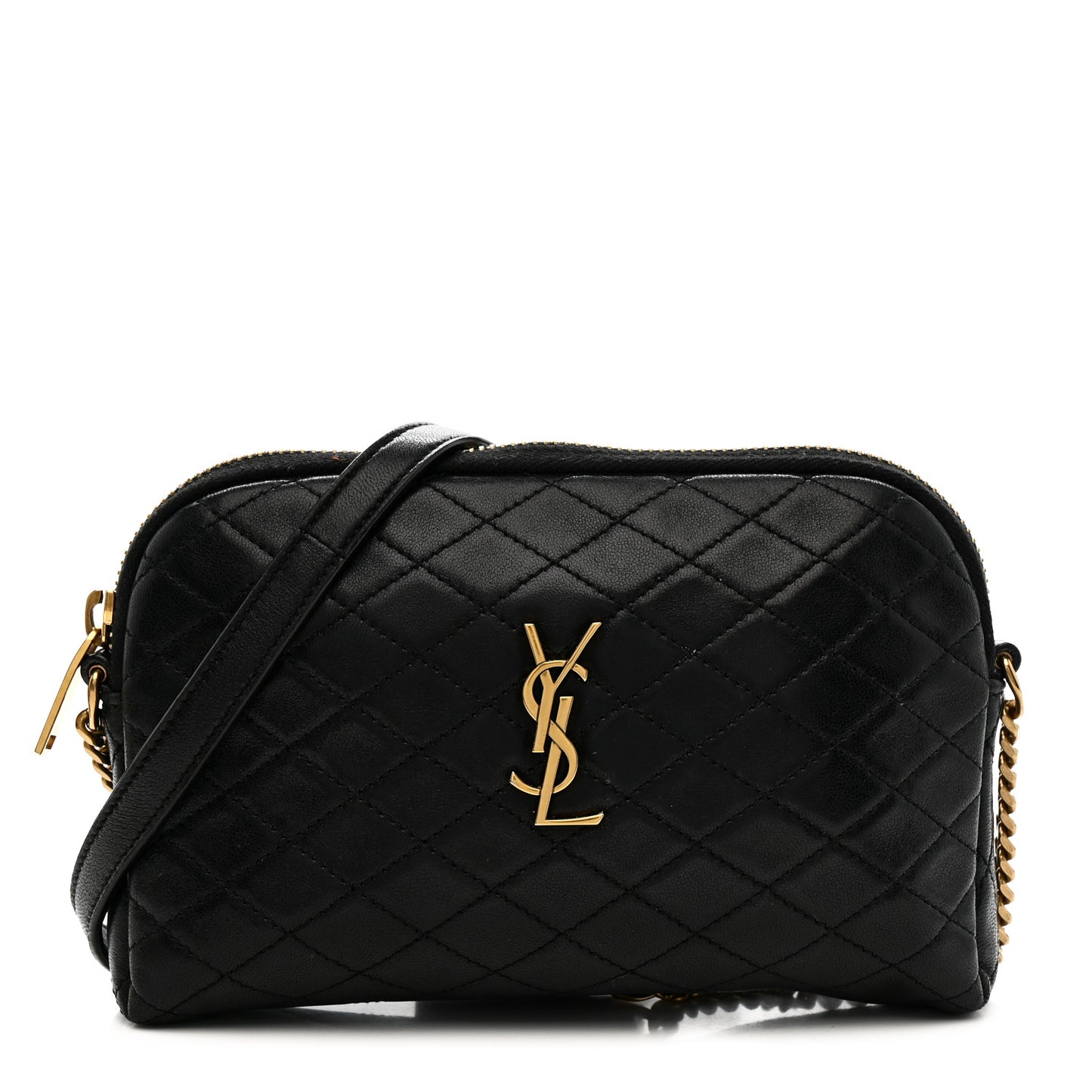 Lambskin Quilted Gaby Zipped Pouch Black