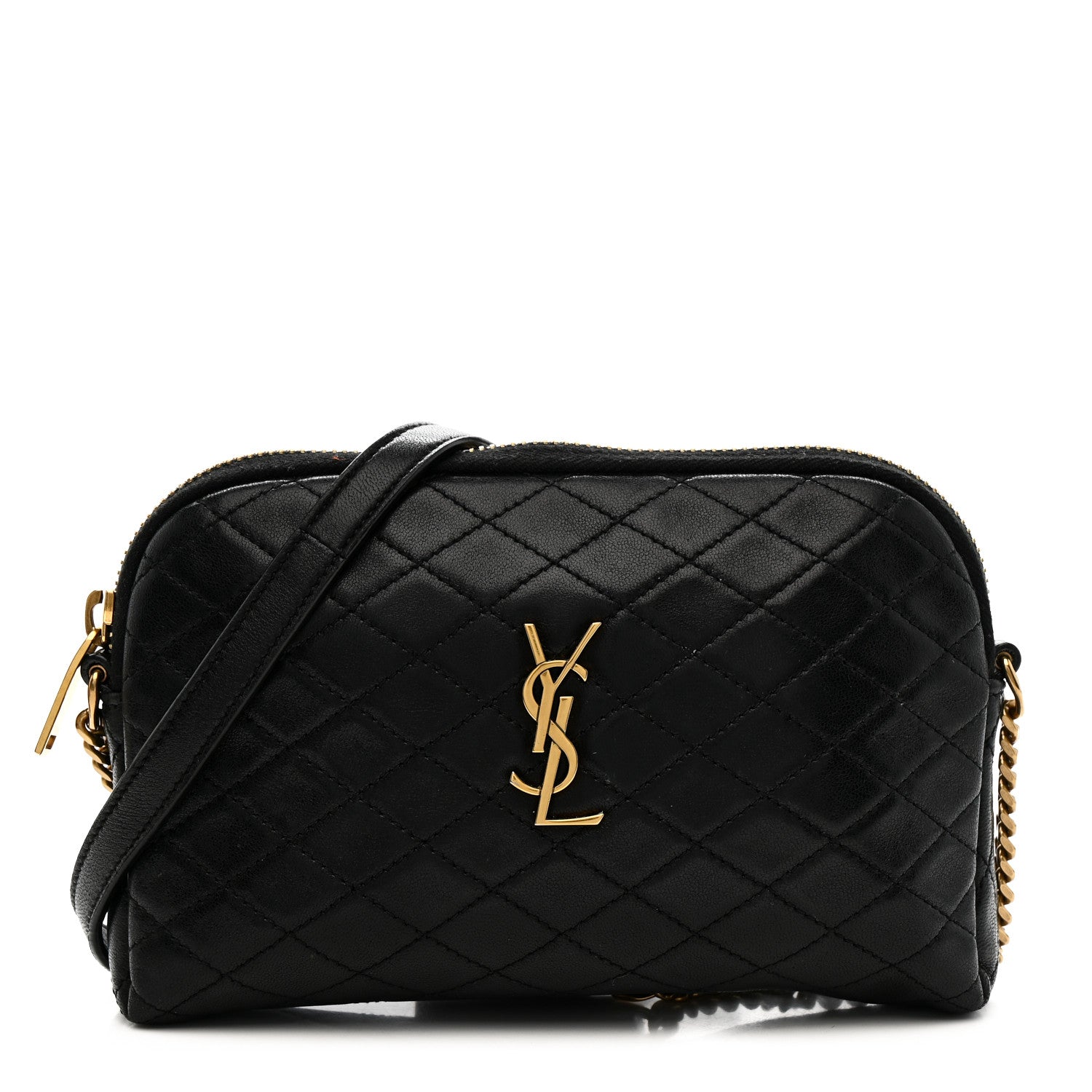 Saint Laurent Lambskin Quilted Gaby Zipped Pouch Black 1 of 10