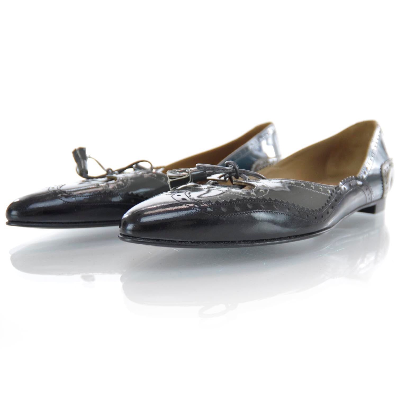 Hermes Leather Wing Tip Flats 35.5 2 of 6