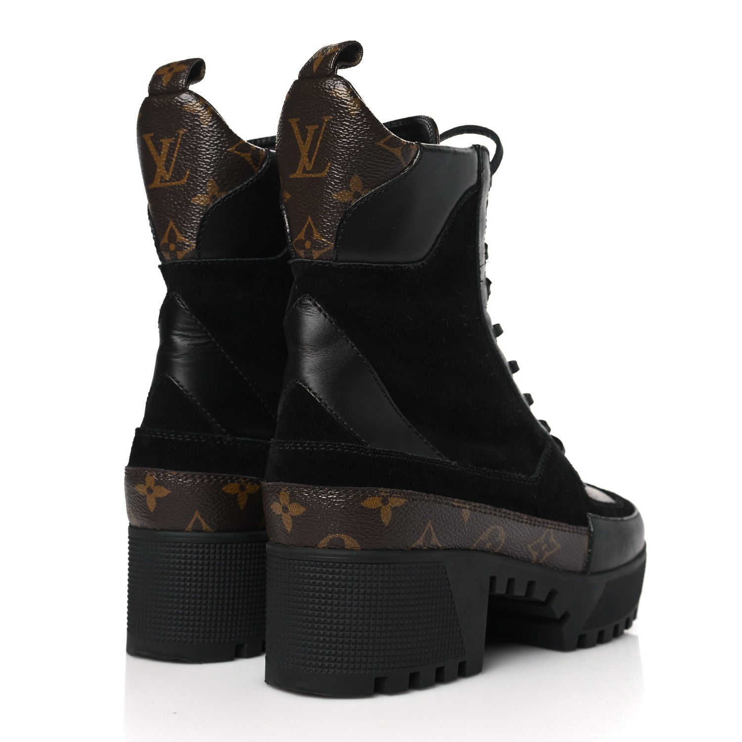 Louis Vuitton Suede Calfskin Monogram Laureate Platform Desert Boots 39.5 Black 4 of 8