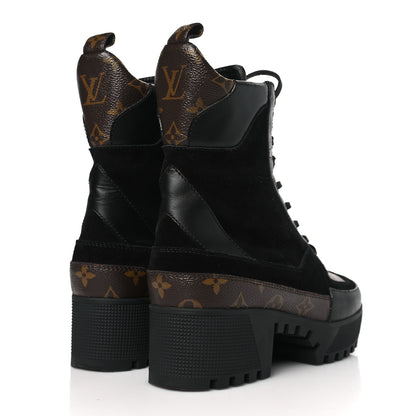 Louis Vuitton Suede Calfskin Monogram Laureate Platform Desert Boots 39.5 Black 4 of 8