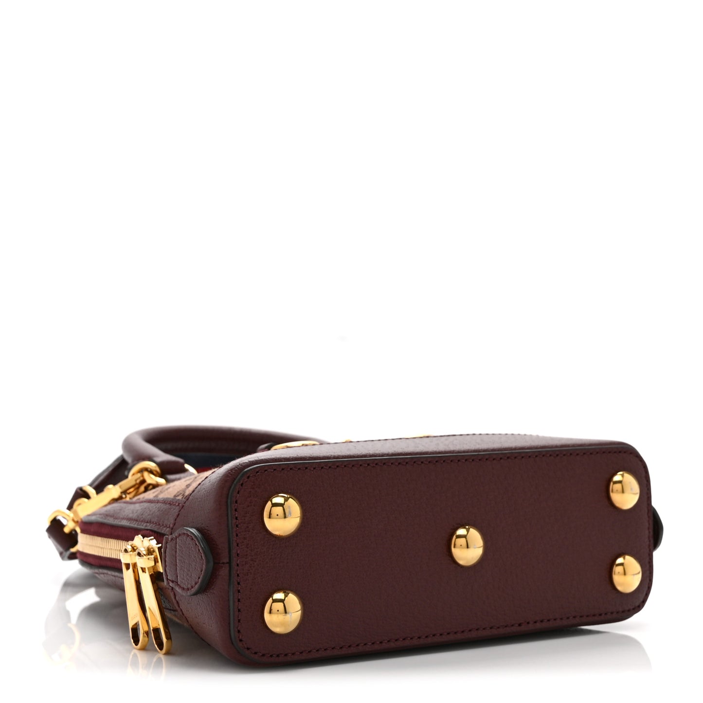 Monogram Textured Dollar Calfskin Mini Horsebit 1955 Top Handle Bag Sahara Rubino Chardonnay