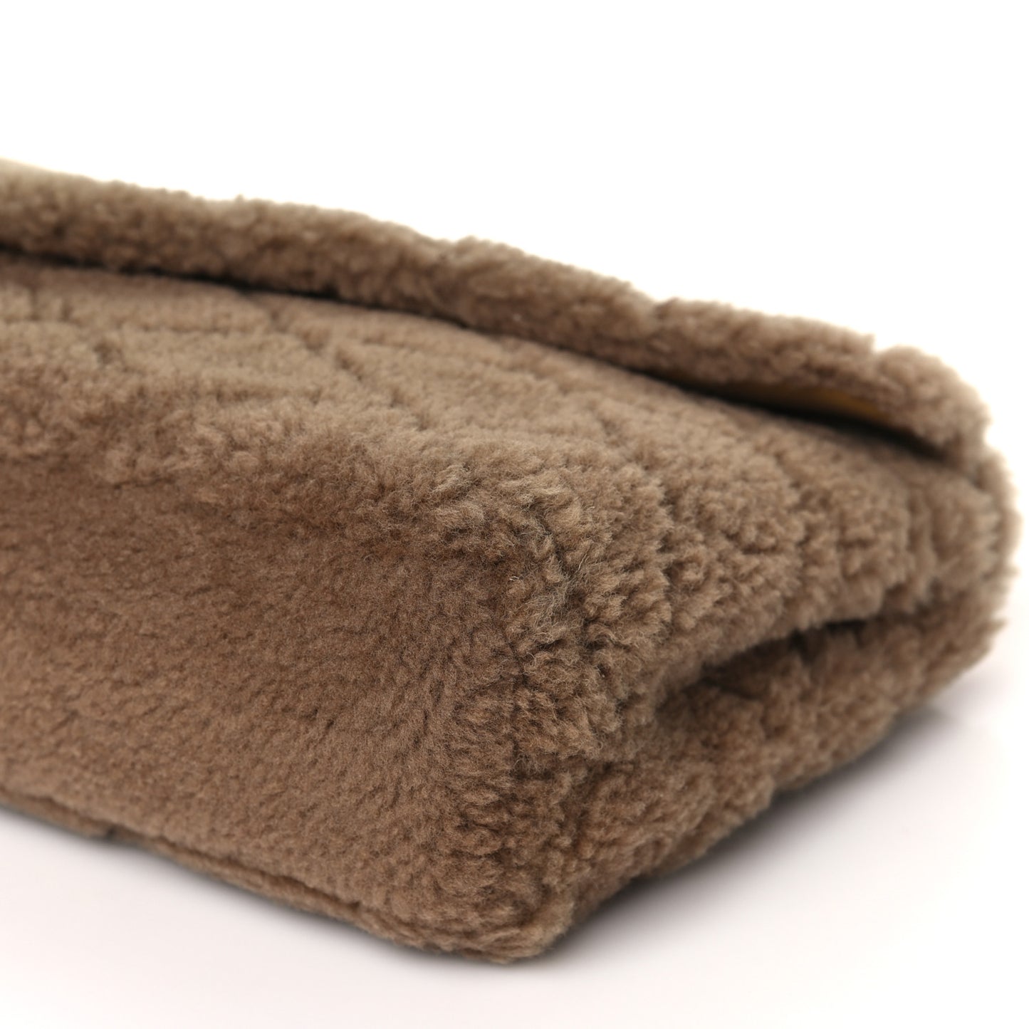 Shearling Lambskin Quilted Sade Puffer Envelope Clutch Natural Brown