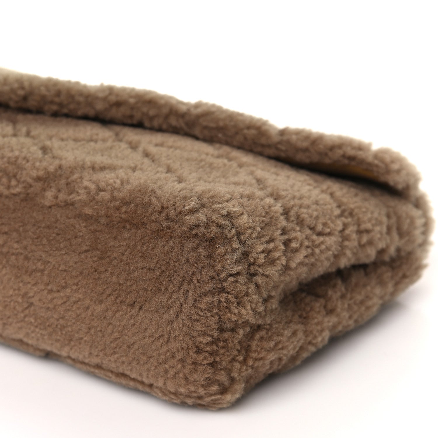 Saint Laurent Shearling Lambskin Quilted Sade Puffer Envelope Clutch Natural Brown 9 of 9