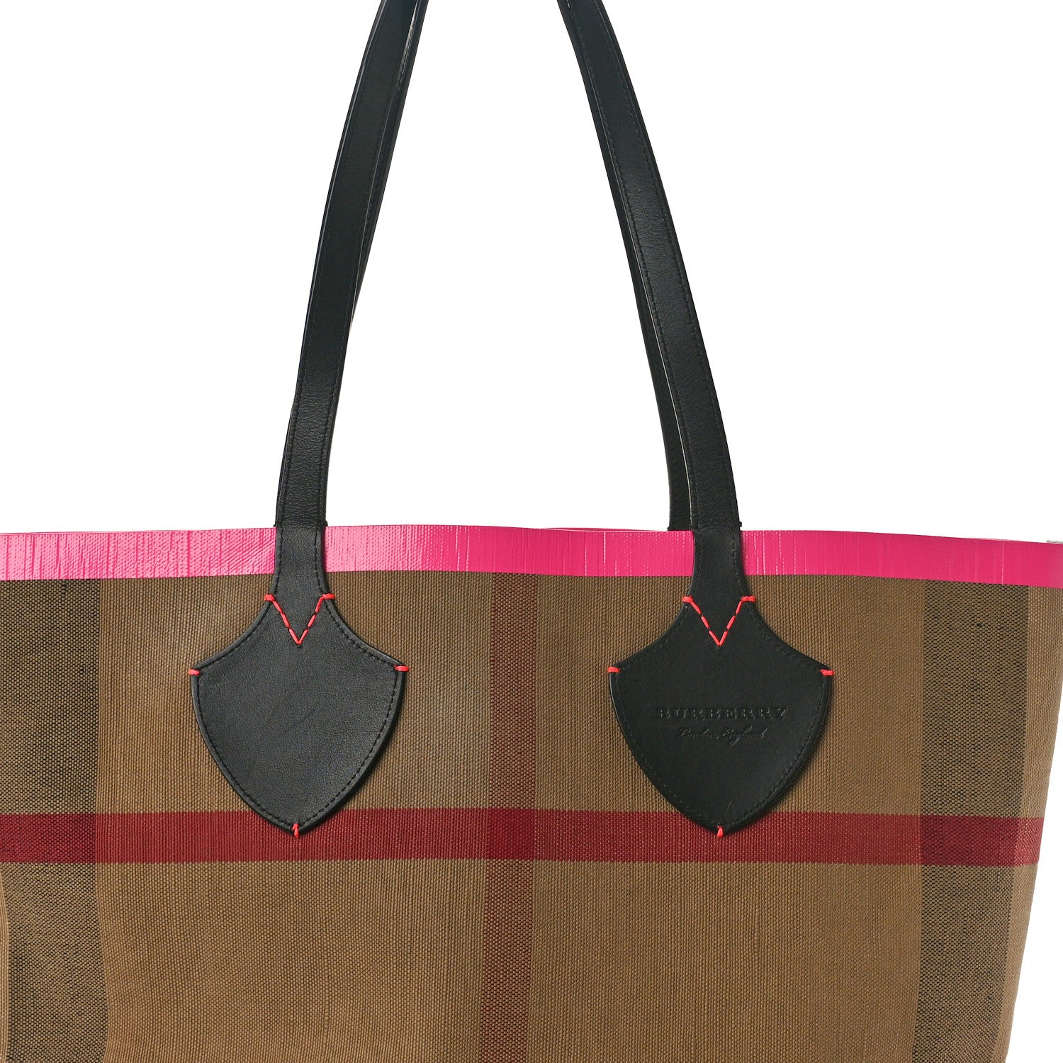 Burberry Canvas Mega Check The Giant Reversible Tote Black Neon Pink 7 of 11