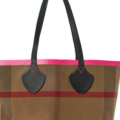 Burberry Canvas Mega Check The Giant Reversible Tote Black Neon Pink 7 of 11