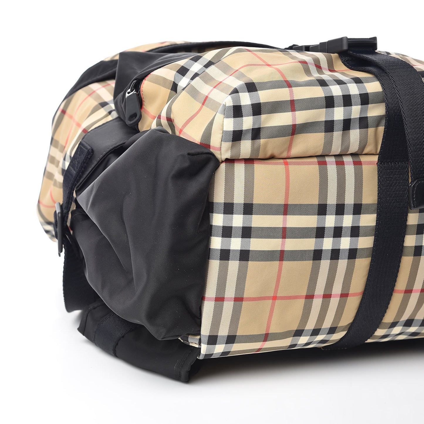 Nylon Vintage Check Logo Print Backpack Black Archive Beige