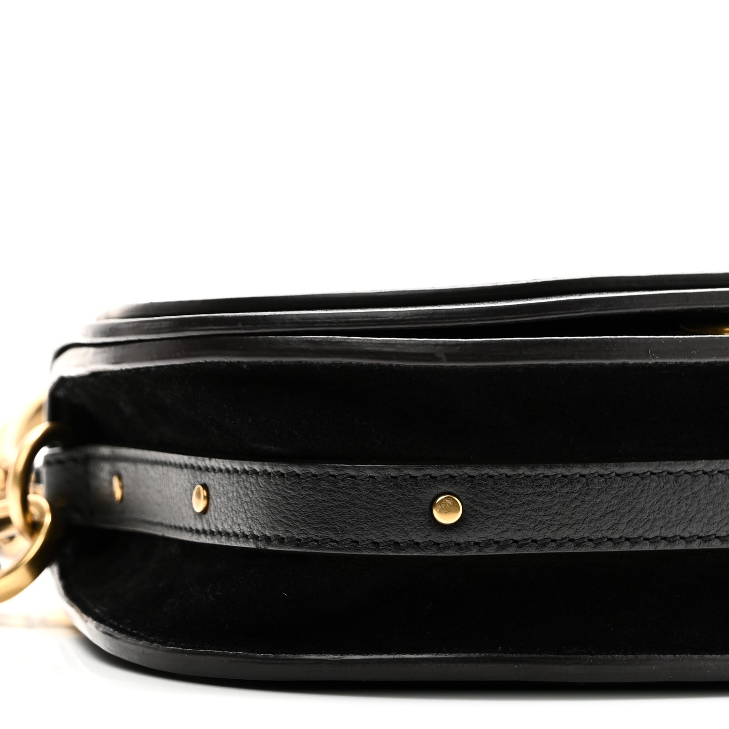 Calfskin Suede Small Nile Bracelet Bag Black