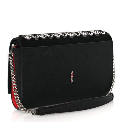 Christian Louboutin Suede Glitter Calfskin Embellished Paloma Clutch Black 3 of 15