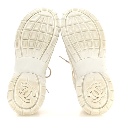 Chanel Suede Calfskin Womens CC Sneakers 38 White 6 of 8