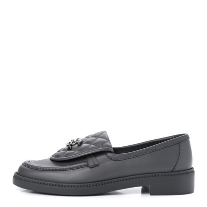 Chanel Lambskin Quilted CC Turnlock Moccasins 38.5 Grey 1 of 11