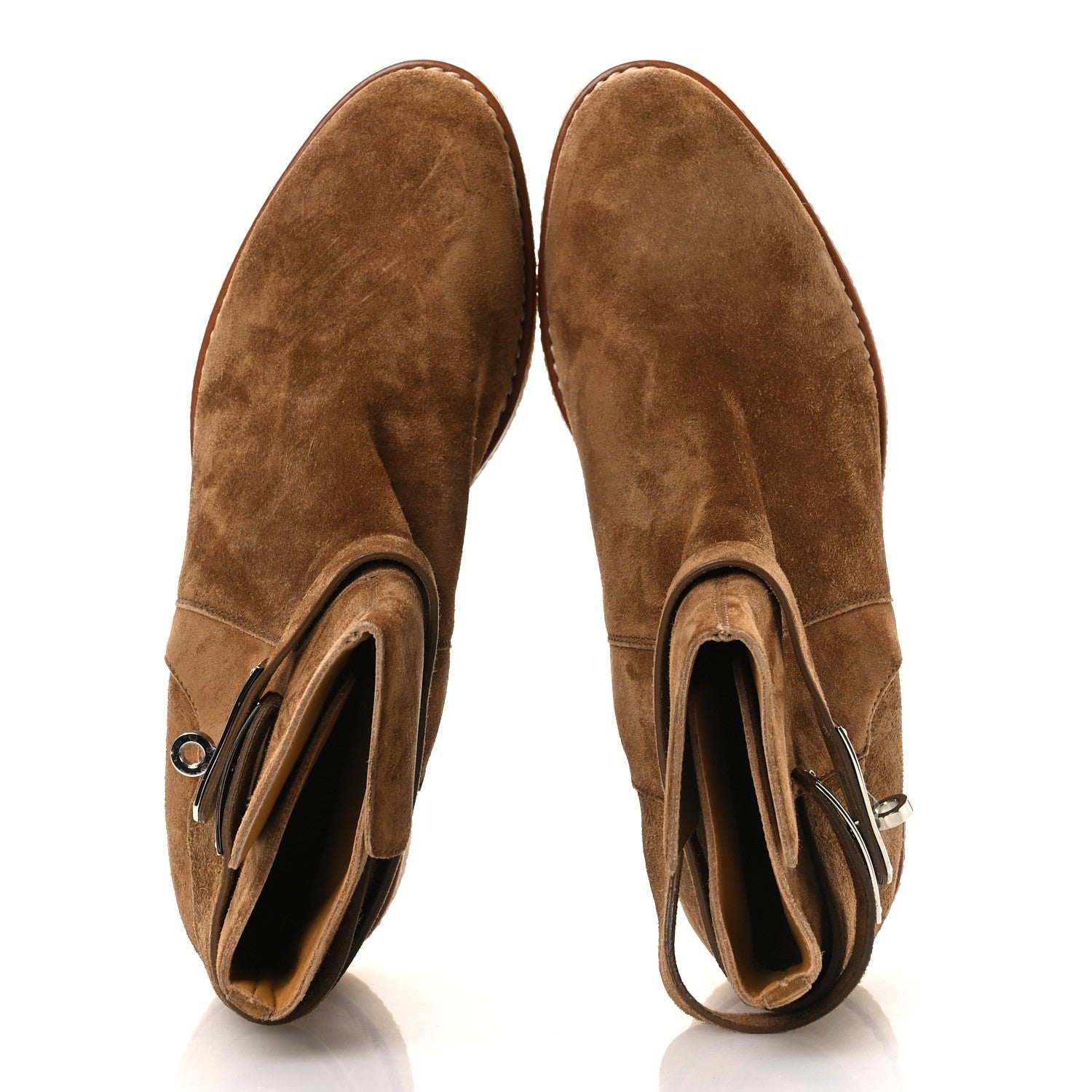 Hermes Velvet Womens Follow Low Boots 39 Brun Fume 2 of 12