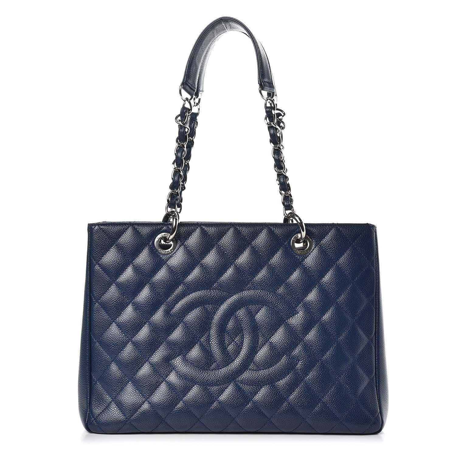 Chanel Caviar Quilted Grand Shopping Tote GST Dark Navy Blue 1 of 13