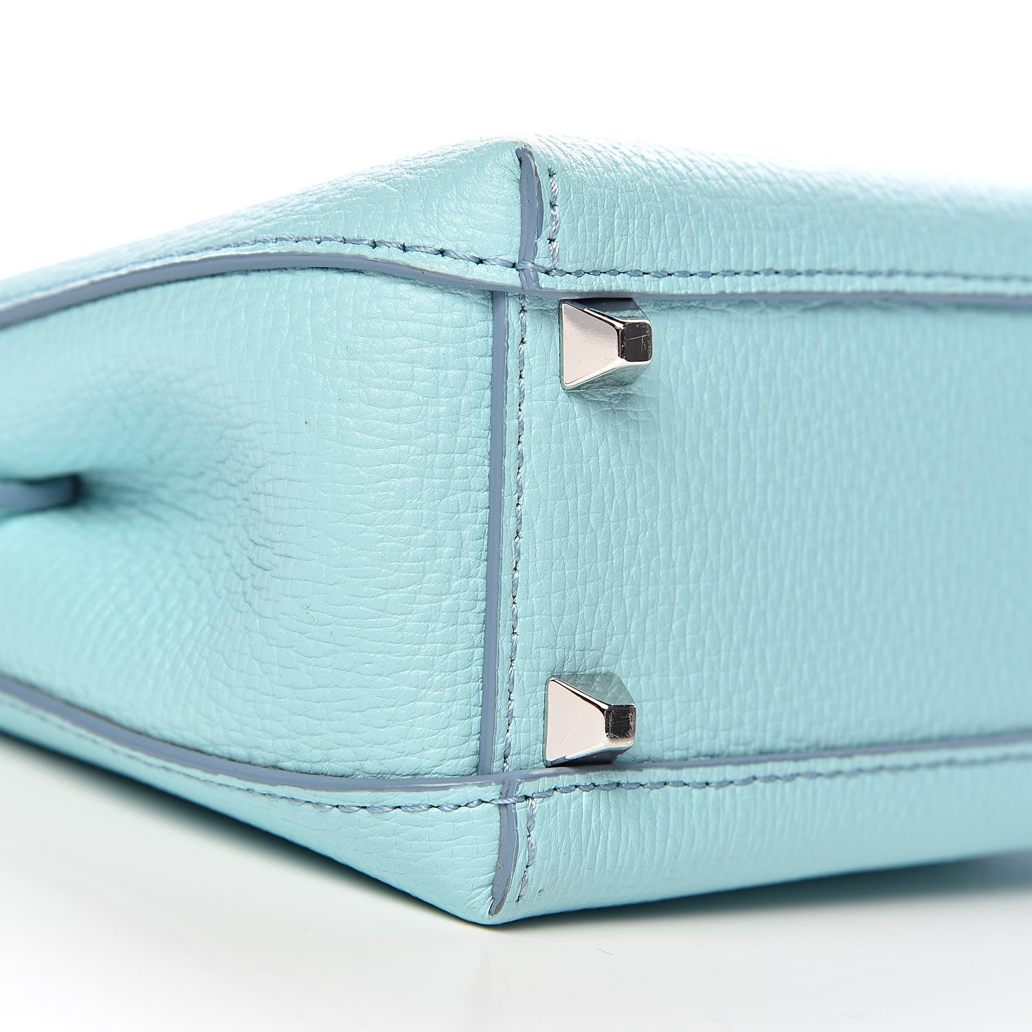 MCM Grained Calfskin Mini Tote Light Blue 7 of 9