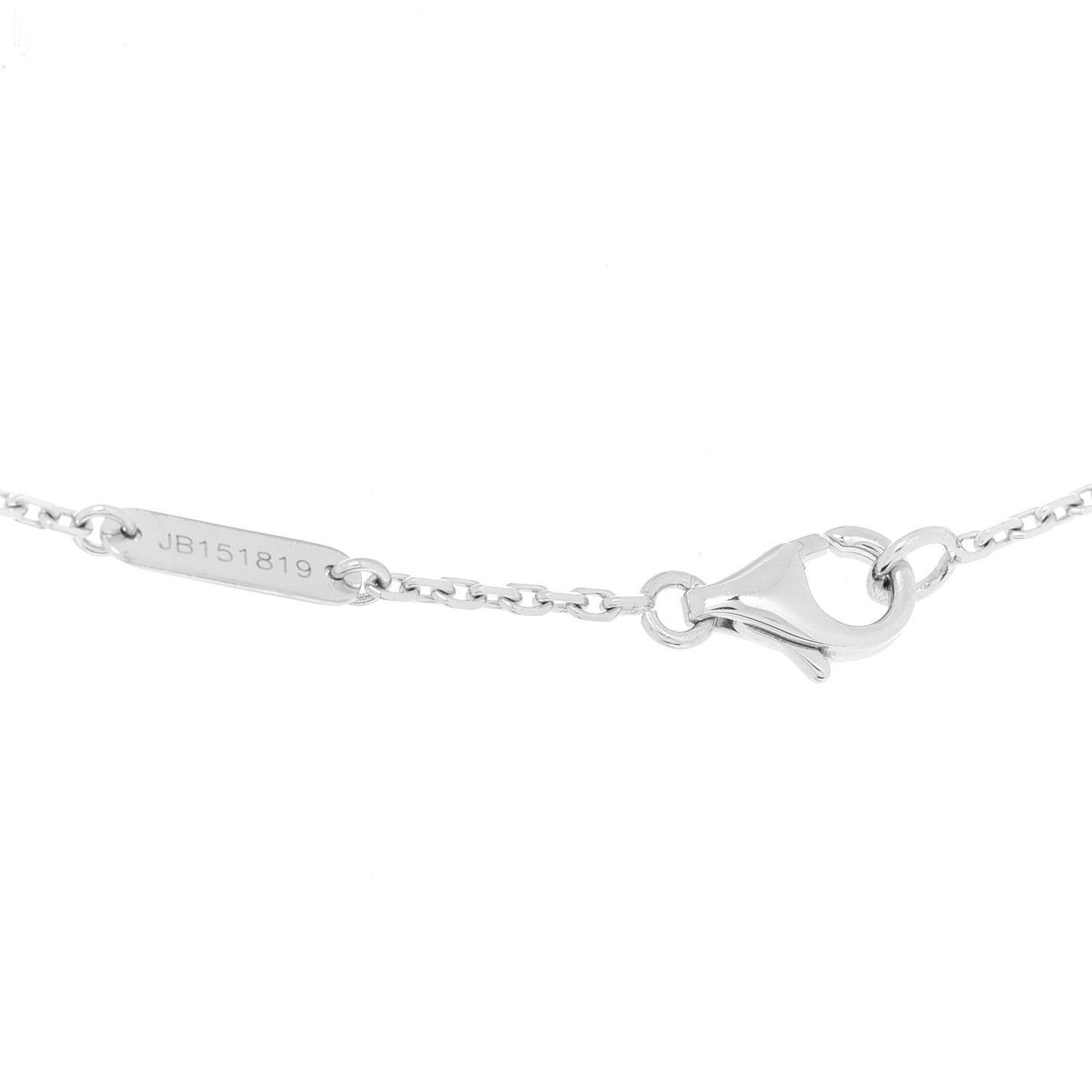 18K White Gold Diamond Vintage Alhambra Pendant Necklace