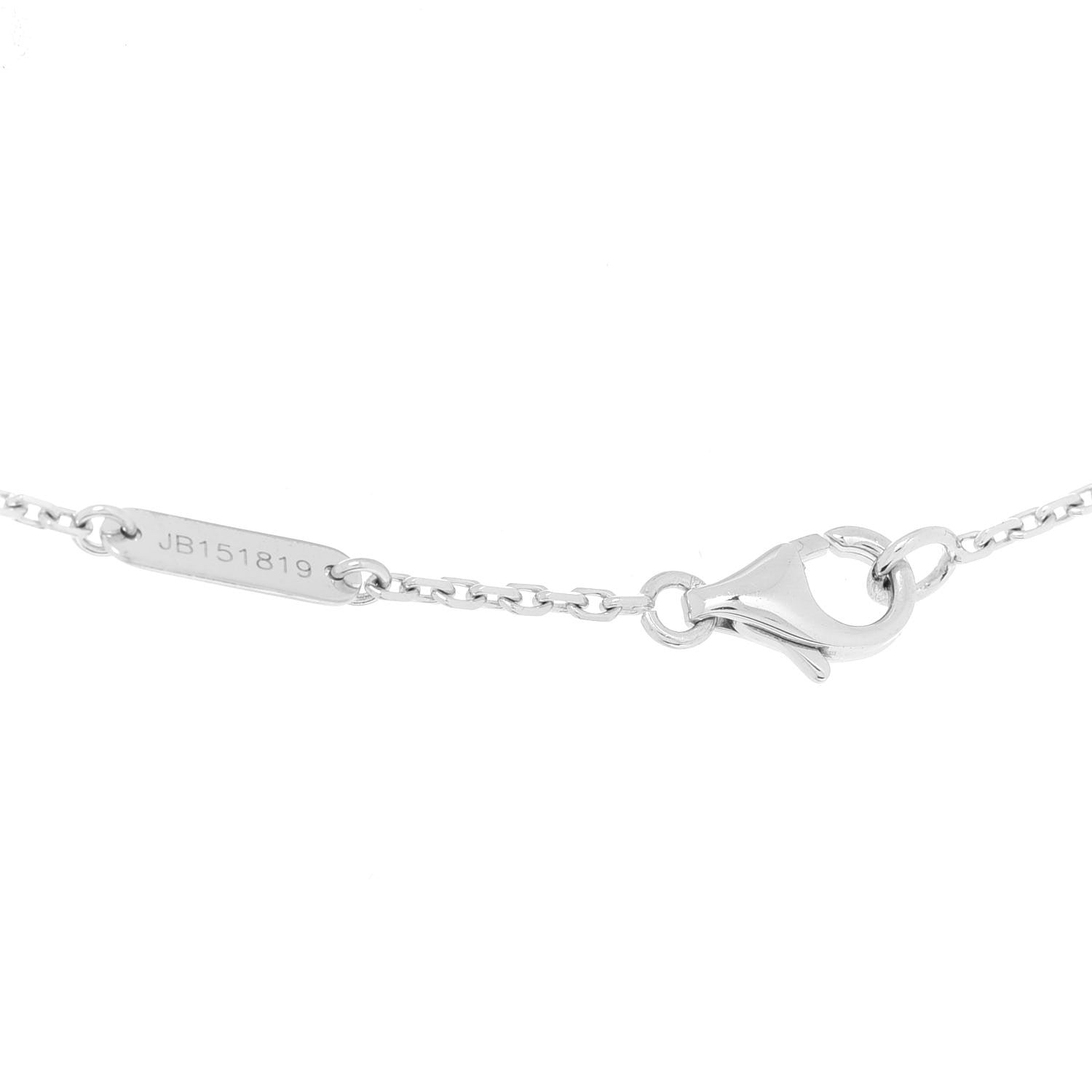 Van Cleef & Arpels 18K White Gold Diamond Vintage Alhambra Pendant Necklace 4 of 5