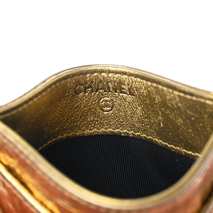 Chanel Metallic Calfskin Crocodile Embossed Cocodile Card Holder Gold 5 of 8