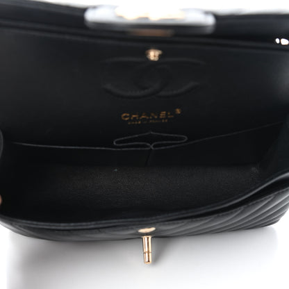 Chanel Lambskin Chevron Quilted Small Double Flap Black 7 of 17