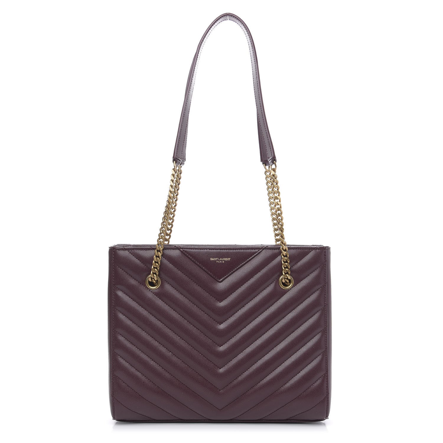 Saint Laurent Grain de Poudre Matelasse Chevron Small Tribeca Shopping Bag Rouge Legoin 1 of 9
